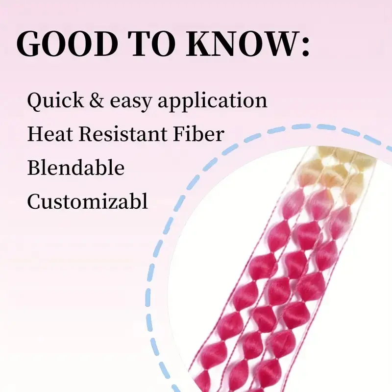 2Pcs Synthetic Yaki Long Straight Bubble Braid Ponytail Hair Extension Gradient Colorful Ombre Hair Accessories