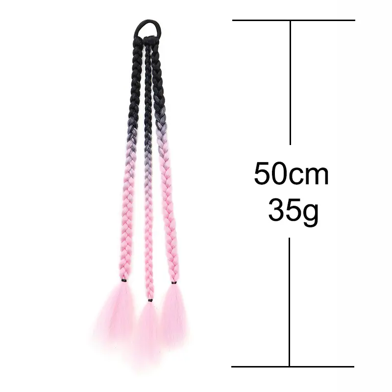 2pcs Synthetic Long Straight Y2K Boxing Braid Sweet Cool Girl Gradient Blue Grey Twist Ponytail for Women Hair Accessories