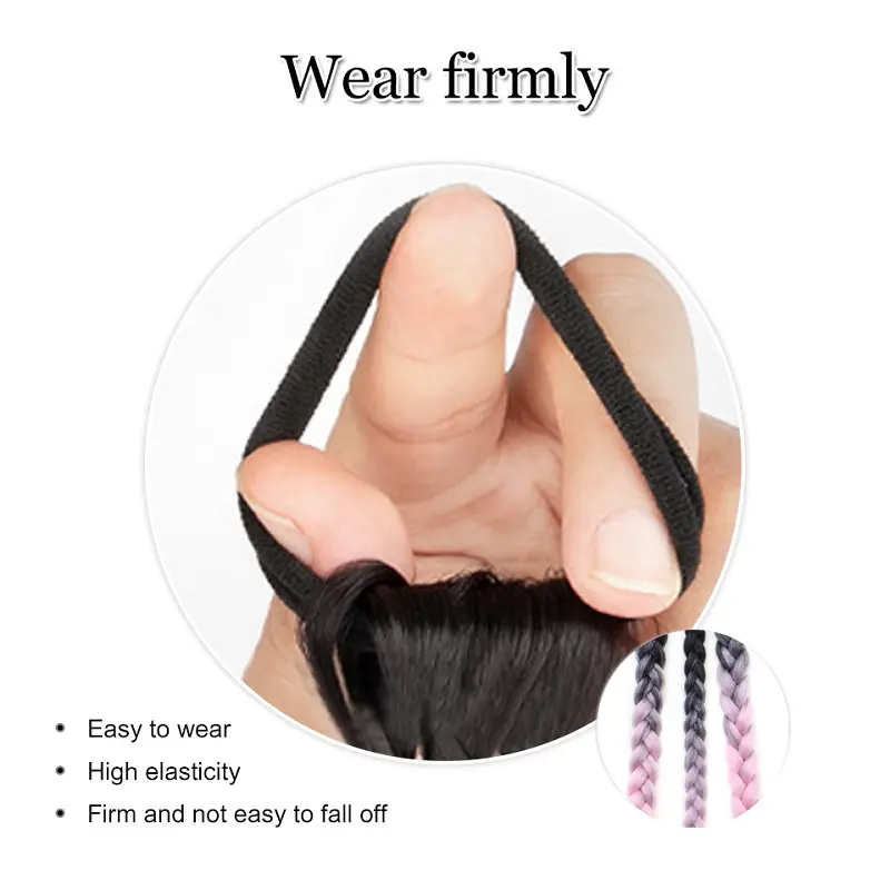2pcs Synthetic Long Straight Y2K Boxing Braid Sweet Cool Girl Gradient Blue Grey Twist Ponytail for Women Hair Accessories