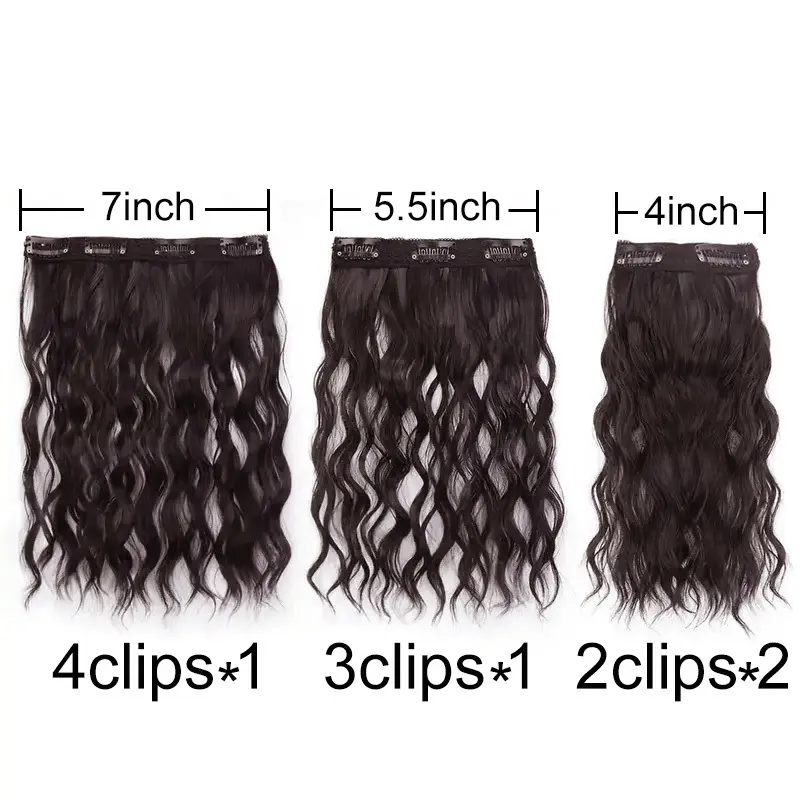 4Pcs Synthetic 16Inch Long Wave Curly Hair Clip in Hair Extension Various Occasions Invisible Fluffiness Hairpiece for Women