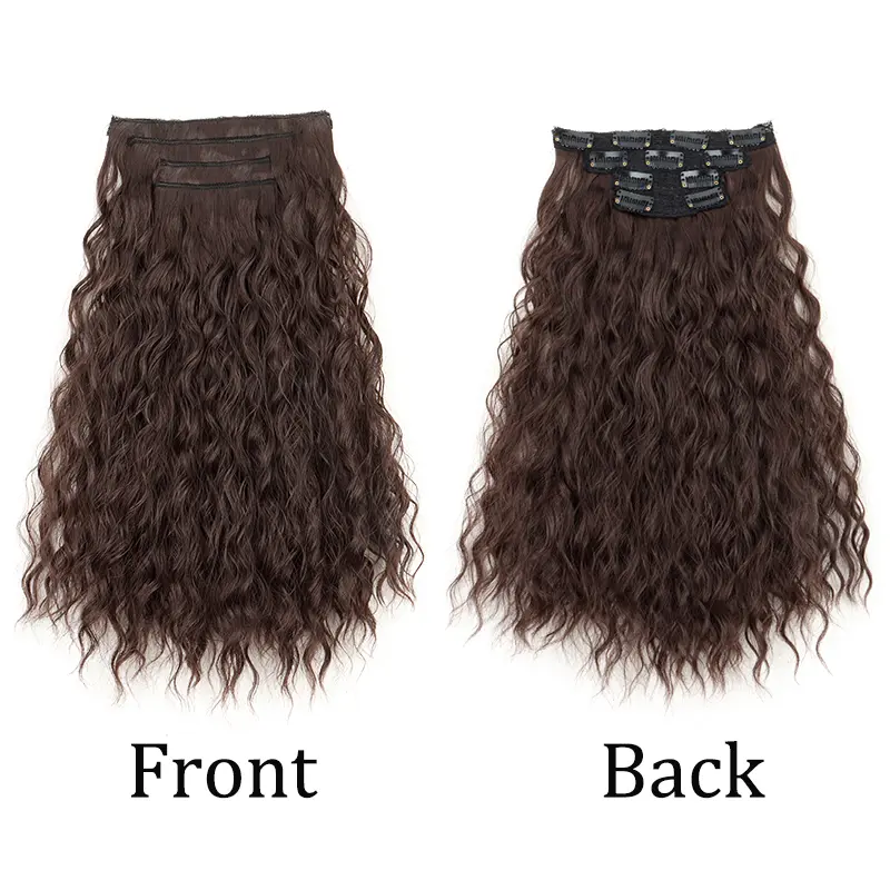 4Pcs Synthetic 16Inch Long Wave Curly Hair Clip in Hair Extension Various Occasions Invisible Fluffiness Hairpiece for Women