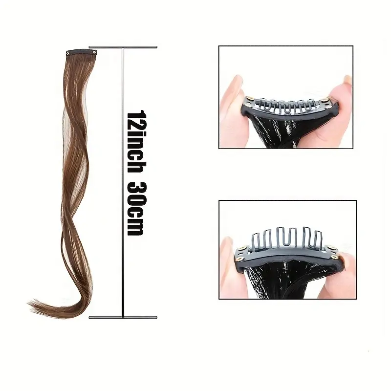 12Inch Synthetic Elegant Curly Wave 2pcs Clip-In Side Bangs for Women Long Hair Extensions Wig DIY Styling Hair Accessory