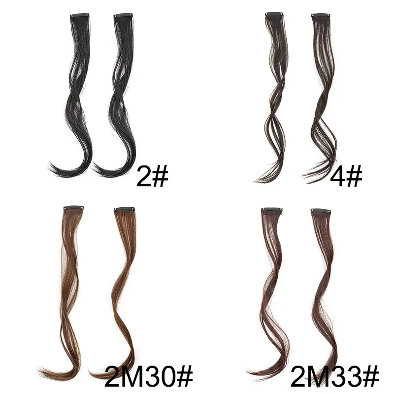 12Inch Synthetic Elegant Curly Wave 2pcs Clip-In Side Bangs for Women Long Hair Extensions Wig DIY Styling Hair Accessory