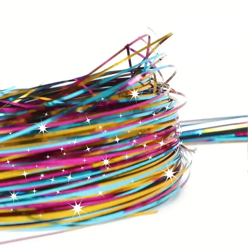 Sparkle Synthetic Hair Extensions Tinsel Rainbow Colored Strands Girls Headwear Hairbinge Hair Laser False Decor