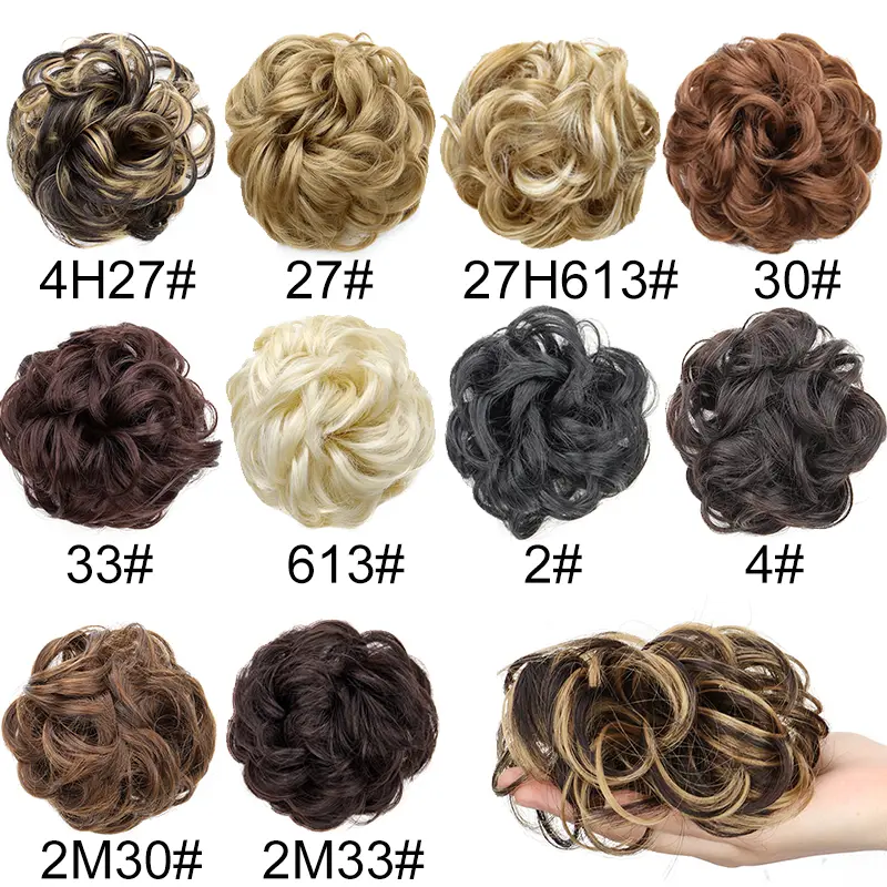 Synthetic Messy Bun Hair Piece Hair Bun Curly Wavy Chignon Ponytail Hair Extensions Hair Accessories for Women Wedding