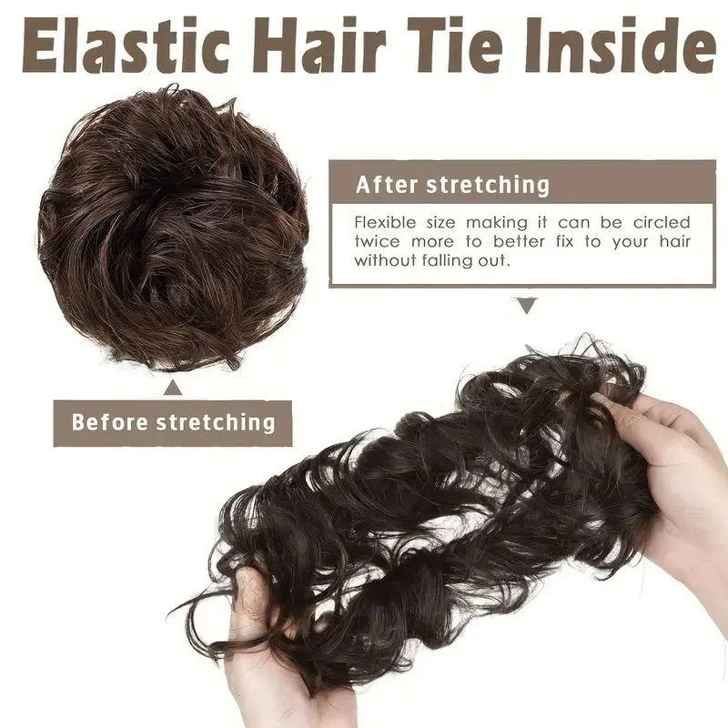 Synthetic Messy Bun Hair Piece Hair Bun Curly Wavy Chignon Ponytail Hair Extensions Hair Accessories for Women Wedding