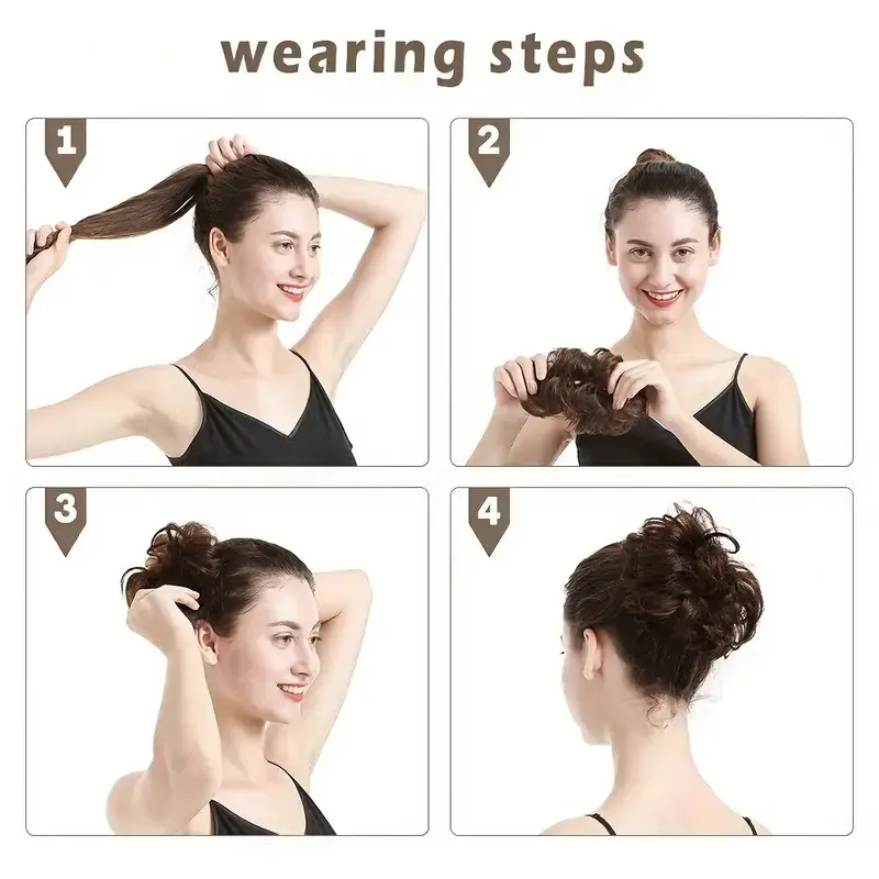 Synthetic Messy Bun Hair Piece Hair Bun Curly Wavy Chignon Ponytail Hair Extensions Hair Accessories for Women Wedding