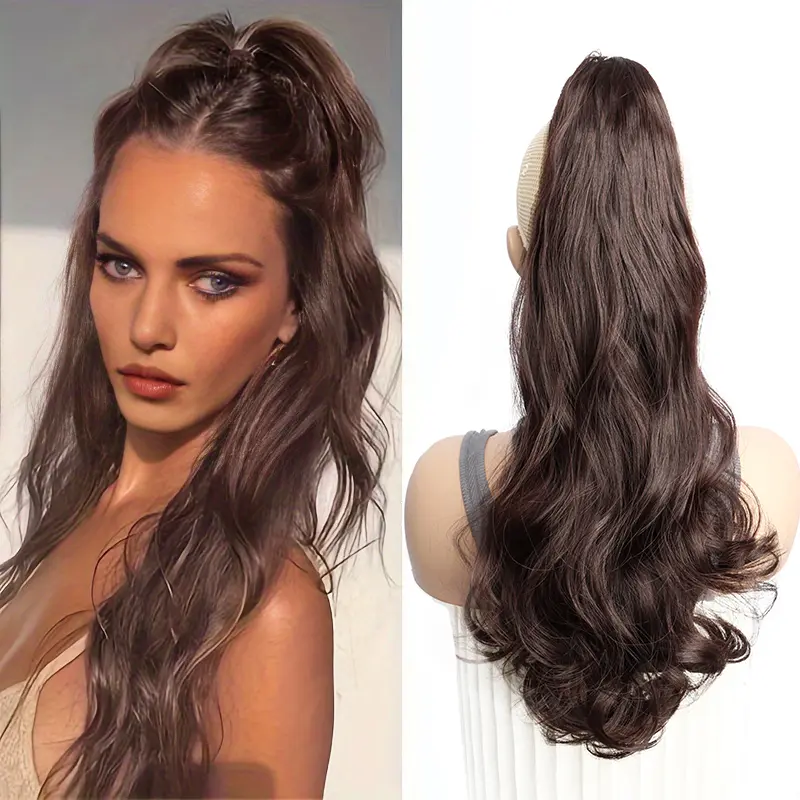 Synthetic Long Curly Wavy Ponytail Hair Extension Claw Clip in Ponytail Hairpiece for Women