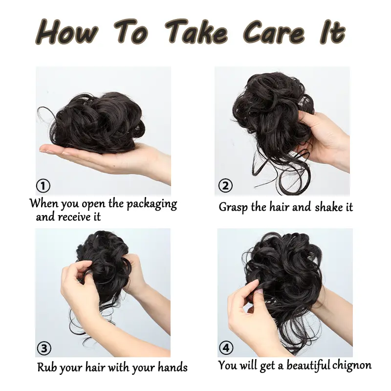 Synthetic Messy Hair Bun Hair Accessories for Women Elastic Rubber Band Chignon Updo Bun Extensions Hairpieces