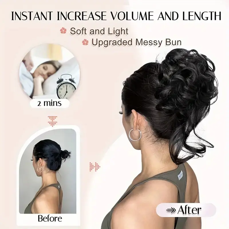 Synthetic Messy Hair Bun Hair Accessories for Women Elastic Rubber Band Chignon Updo Bun Extensions Hairpieces