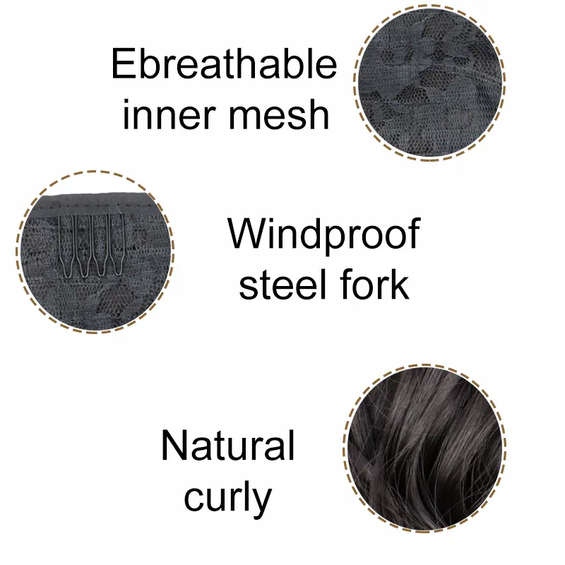 10Inch Synthetic Short Curly Wave Ponytail Hair Extension Drawstring Clip in Hairpiece Black Brown Hair Accessories for Women