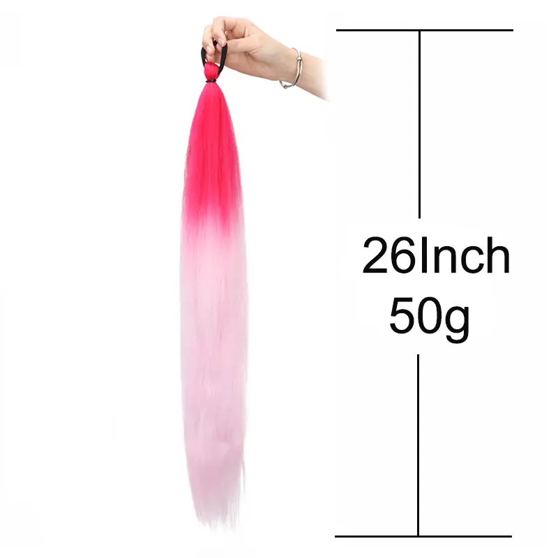 Synthetic Colorful Ponytail Extension Long Straight DIY Braided Pony Tail Hairpiece with Rubber Band Women Hair Accessories