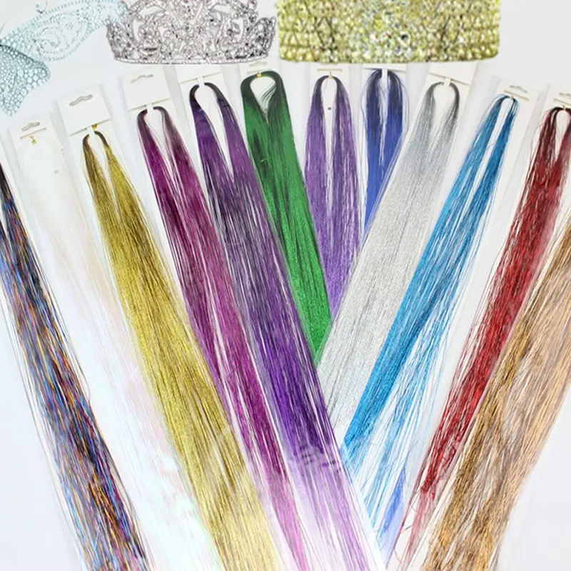 Synthetic Sparkle Hair Tinsel Multi-color Colors 36 Inch Glitter Fairy Hair Accessories Perfect For Women Daily Party