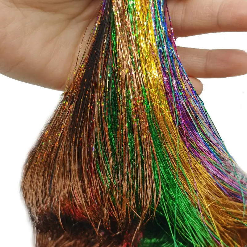 Synthetic Sparkle Hair Tinsel Multi-color Colors 36 Inch Glitter Fairy Hair Accessories Perfect For Women Daily Party