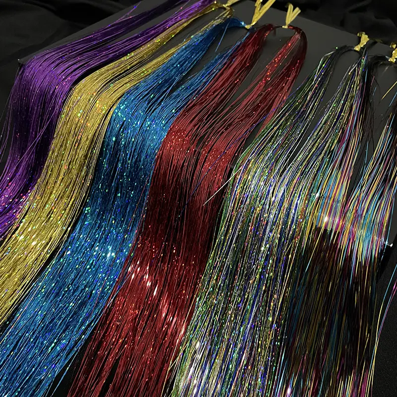 Synthetic Sparkle Hair Tinsel Multi-color Colors 36 Inch Glitter Fairy Hair Accessories Perfect For Women Daily Party