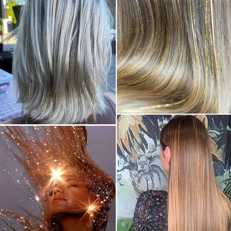 Synthetic Sparkle Hair Tinsel Multi-color Colors 36 Inch Glitter Fairy Hair Accessories Perfect For Women Daily Party