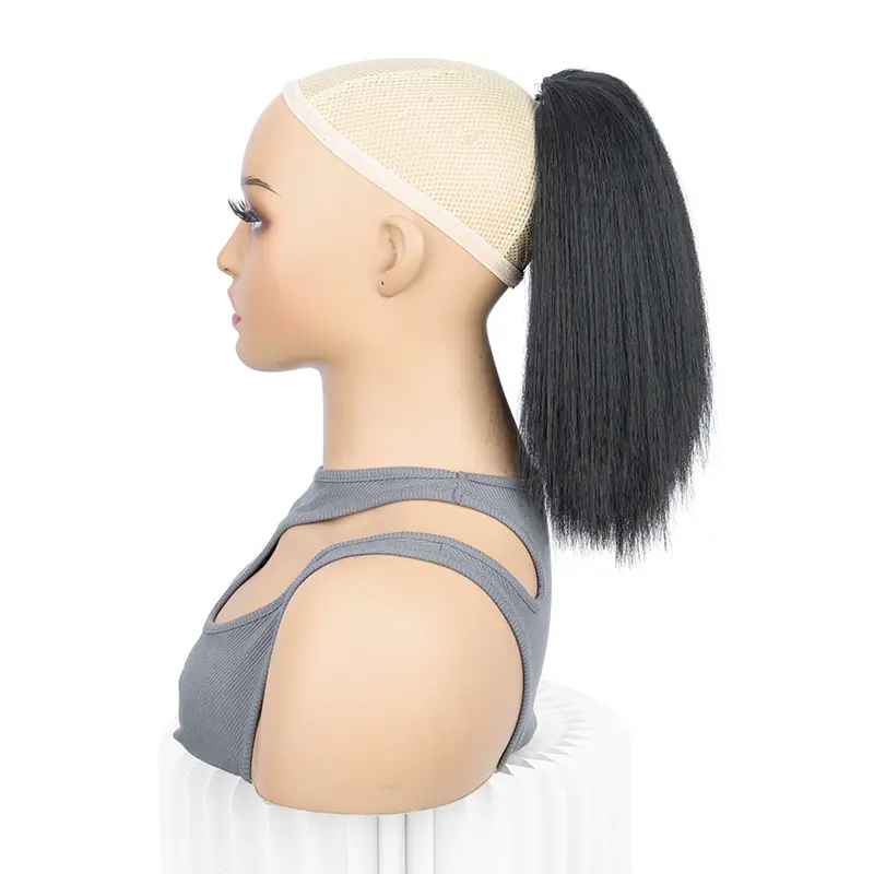 10Inch Synthetic Short Kinky Straight Fluffy Ponytail Drawstring Clip in Hair Extension for Women Yaki Straight Ponytail Hair