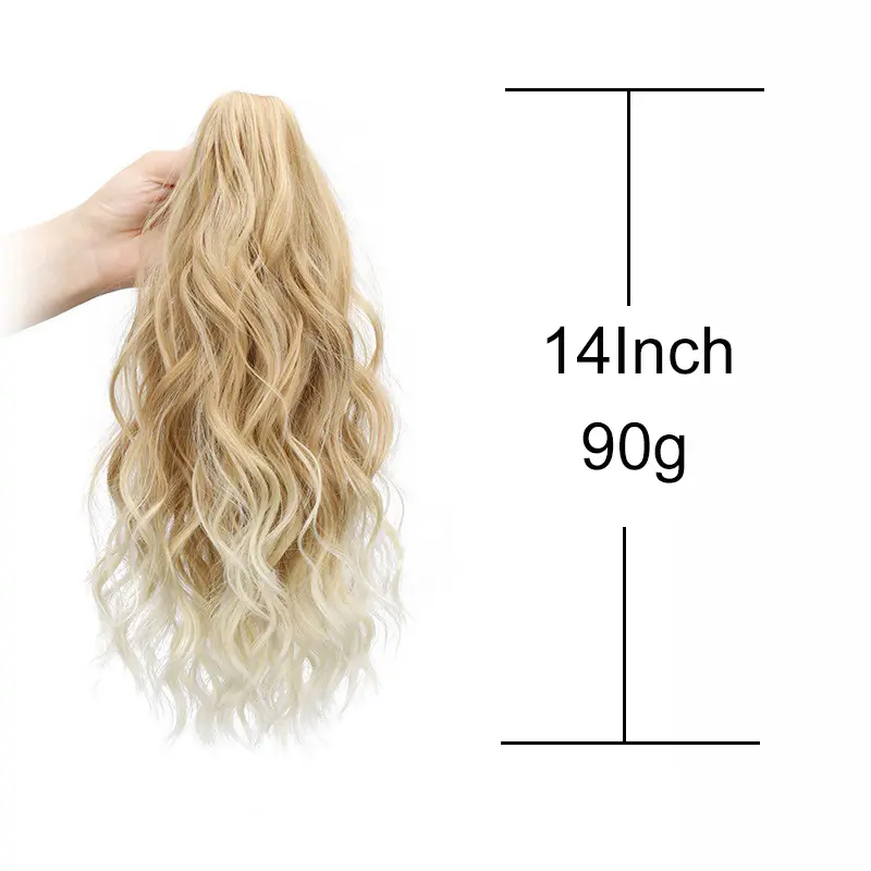 14Inch Synthetic Claw Clip In Ponytail Curly Blonde Brown Short Hairpiece Fluffy Hair Ponytail  Hair Extensions for Women
