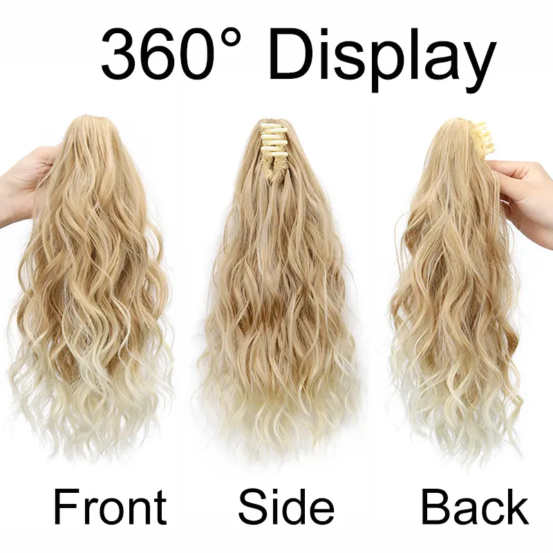 14Inch Synthetic Claw Clip In Ponytail Curly Blonde Brown Short Hairpiece Fluffy Hair Ponytail  Hair Extensions for Women