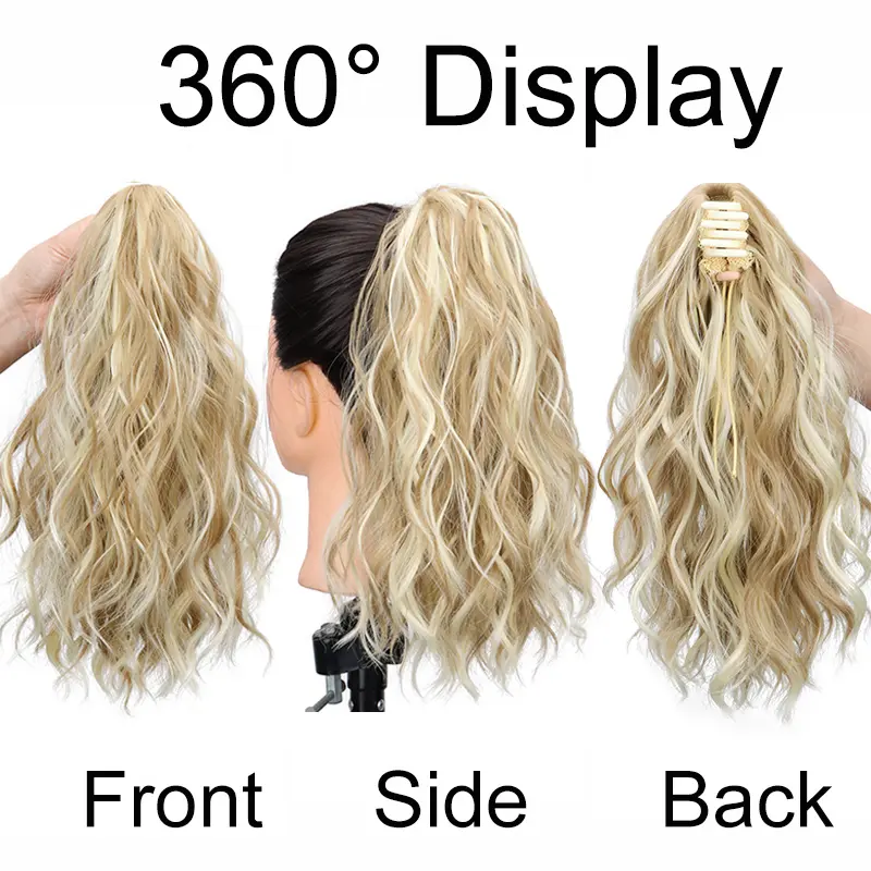 14Inch Synthetic Chic Water Wave Claw Clip Ponytail Hair Extension for Women Short Curly Claw Clip in Hairpiece
