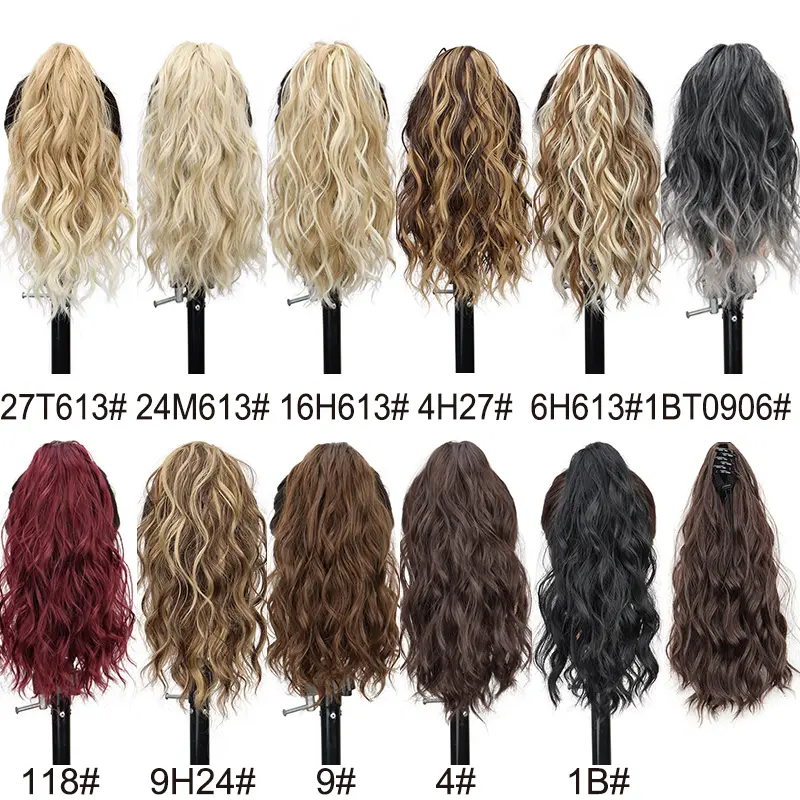14Inch Synthetic Chic Water Wave Claw Clip Ponytail Hair Extension for Women Short Curly Claw Clip in Hairpiece