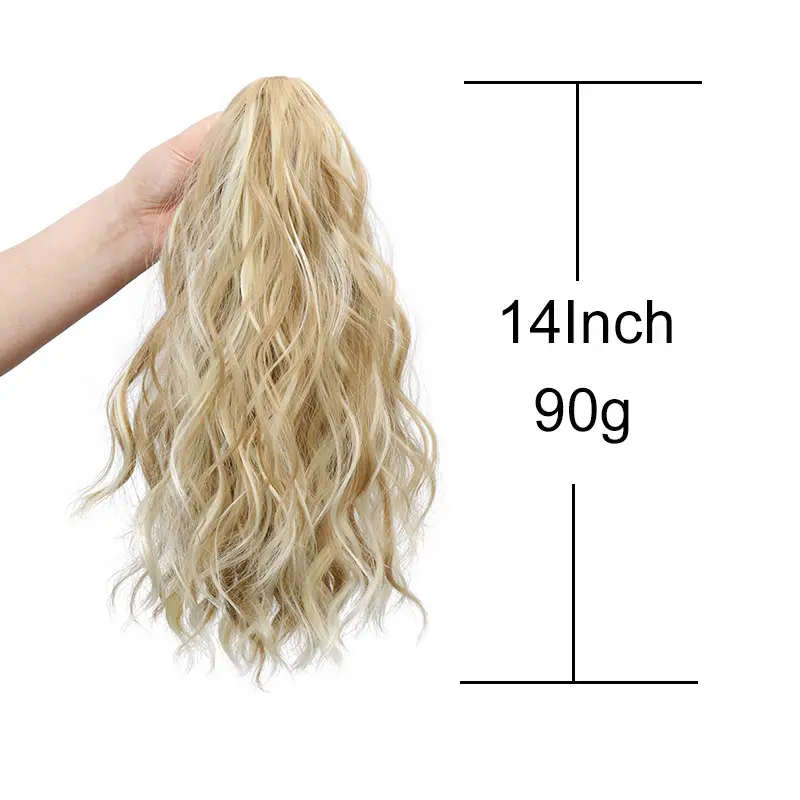14Inch Synthetic Chic Water Wave Claw Clip Ponytail Hair Extension for Women Short Curly Claw Clip in Hairpiece