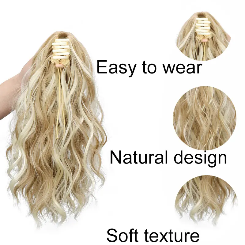 14Inch Synthetic Chic Water Wave Claw Clip Ponytail Hair Extension for Women Short Curly Claw Clip in Hairpiece