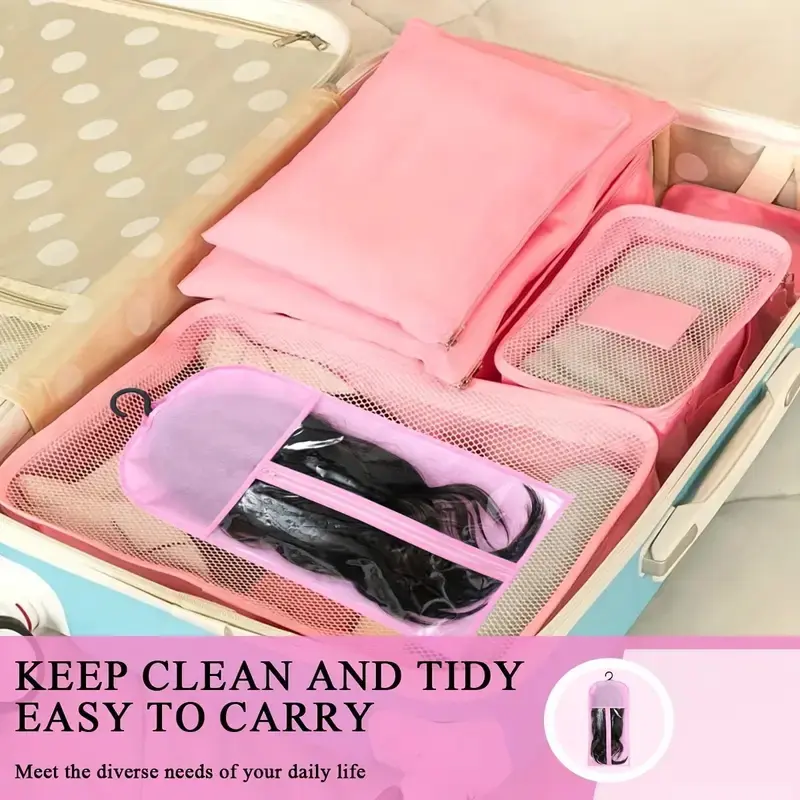 1Pack Wig Storage Bags With Hangers Durable Hair Extension Organizer for Multiple Wigs  Accessories
