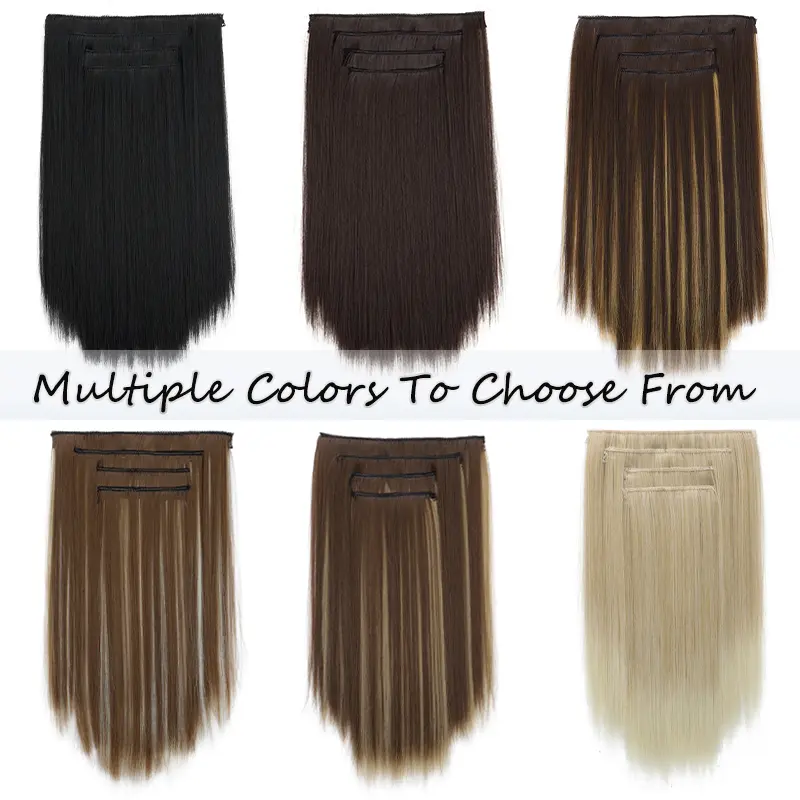 14Inch Synthetic Short Straight Hair Extension Clip in Black Blonde High Temperature Fiber Hairpiece for Women