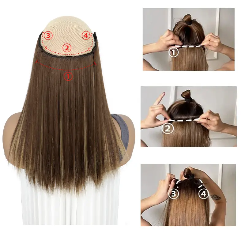 14Inch Synthetic Short Straight Hair Extension Clip in Black Blonde High Temperature Fiber Hairpiece for Women