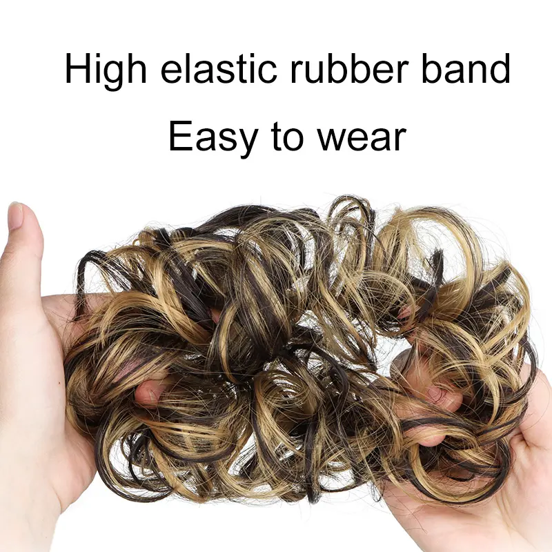 Synthetic Messy Bun Chignon Donut Blonde Brown Color Hair Bun Pad Elastic Hair Rope Rubber Band Hair Extensions for Women