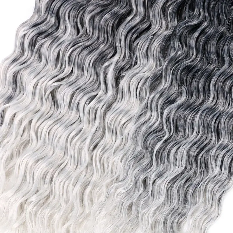 30Inch Synthetic Pre Stretched Deep Wave Crochet Hair Ombre Soft Curly Braiding Hair for Women