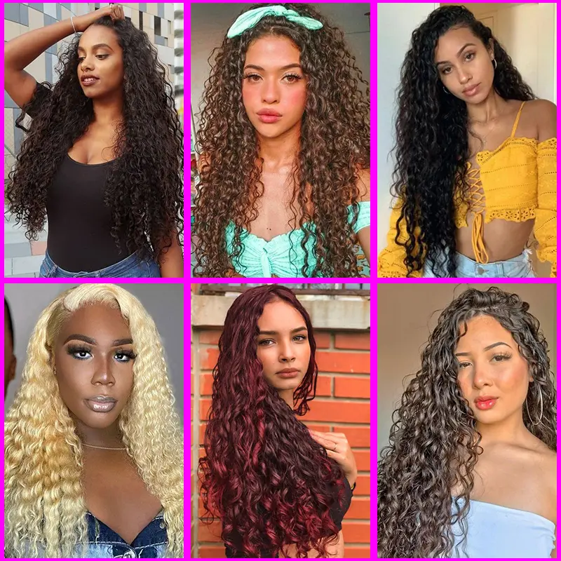 30Inch Synthetic Pre Stretched Deep Wave Crochet Hair Ombre Soft Curly Braiding Hair for Women
