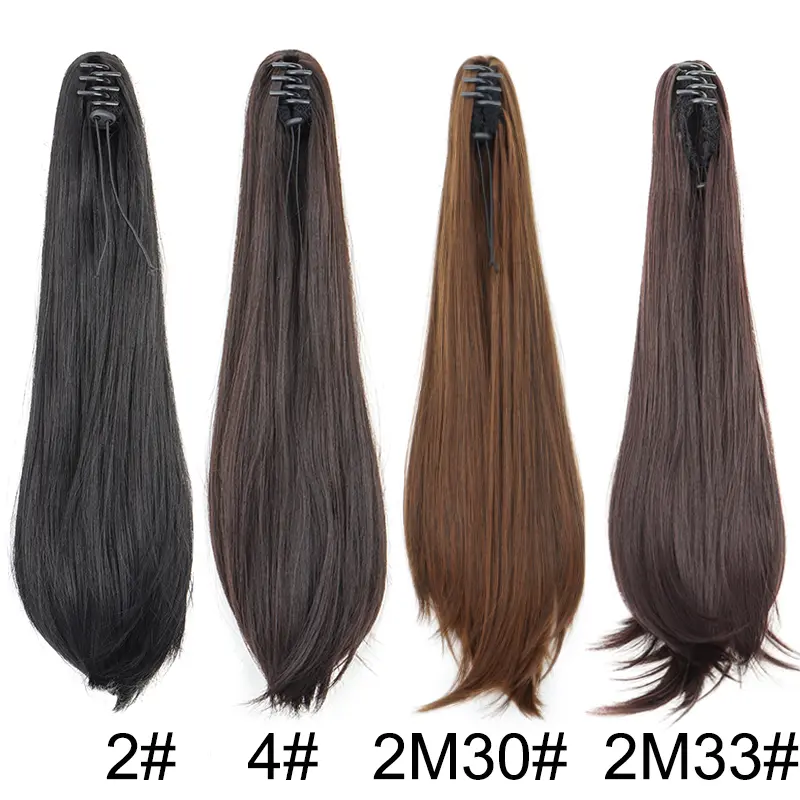 Synthetic 40cm/50cm Claw Clip Micro Curly in Ponytail Extension Long Straight Curly Black Brown Ponytail Hairpiece for Women