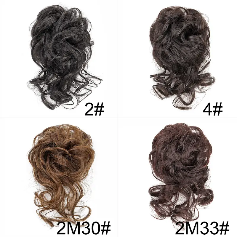 Synthetic Messy Hair Bun Piece Chignon Short Curly Hair Band Elastic Scrunchy Black Brown Hairpiece for Women