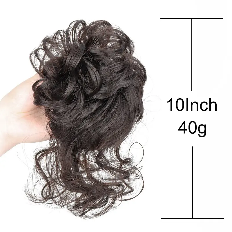Synthetic Messy Hair Bun Piece Chignon Short Curly Hair Band Elastic Scrunchy Black Brown Hairpiece for Women