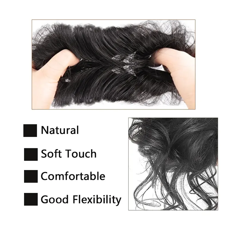 Synthetic Messy Hair Bun Piece Chignon Short Curly Hair Band Elastic Scrunchy Black Brown Hairpiece for Women