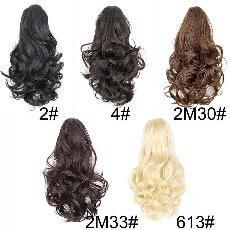 10Inch Synthetic Short Wavy Curly Ponytail Claw Clip in Hair Extension Brown Blonde Black Hairpiece for Women