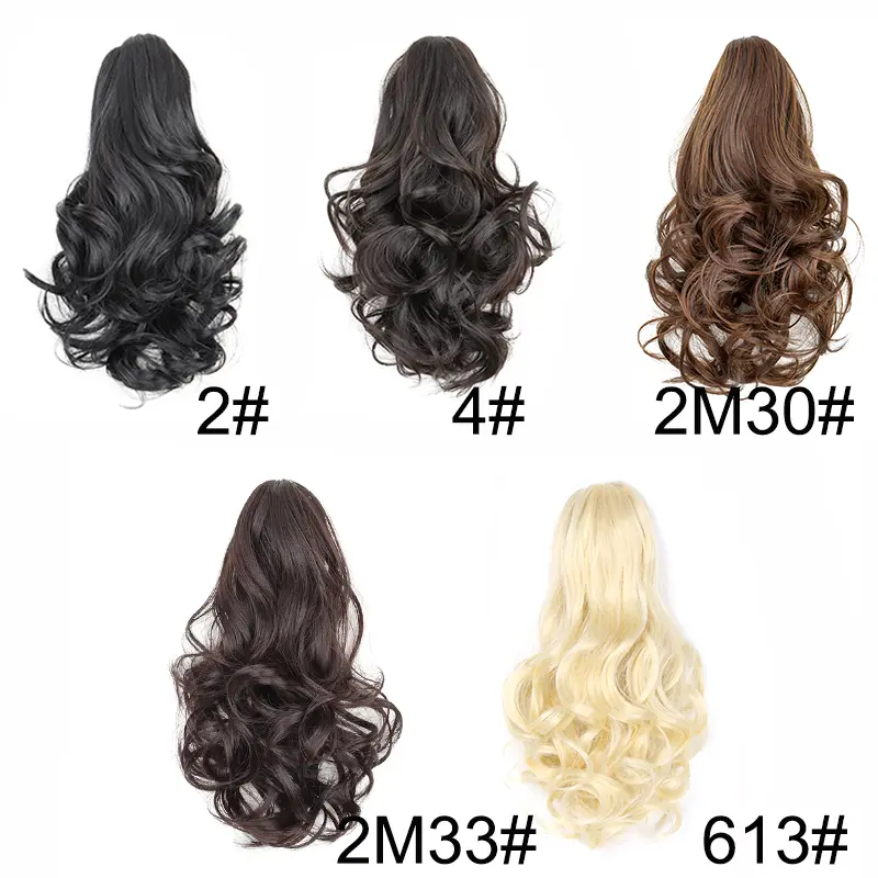 10Inch Synthetic Short Wavy Curly Ponytail Claw Clip in Hair Extension Brown Black Hairpiece for Women