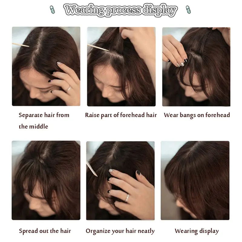 Synthetic Fake Air Bangs Hair Extension Front  Fringes Invisible Mini Hairpiece Black Brown Hair Accessories for Women