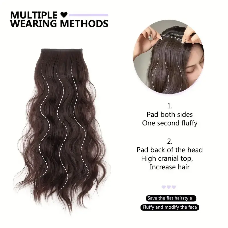 Synthetic 2pcs Short Wave Curly Hair Pads Clips In Hair Piece Pad Fluffy Invisible Hair Extension for Women