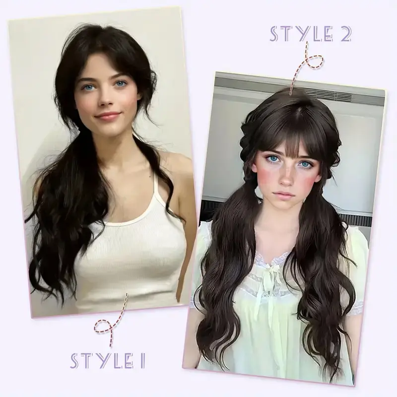 Synthetic 2Pcs Long Curly Ponytail Hair Extension Elastic Band Wave Fake Hair Accessories for Women Daily