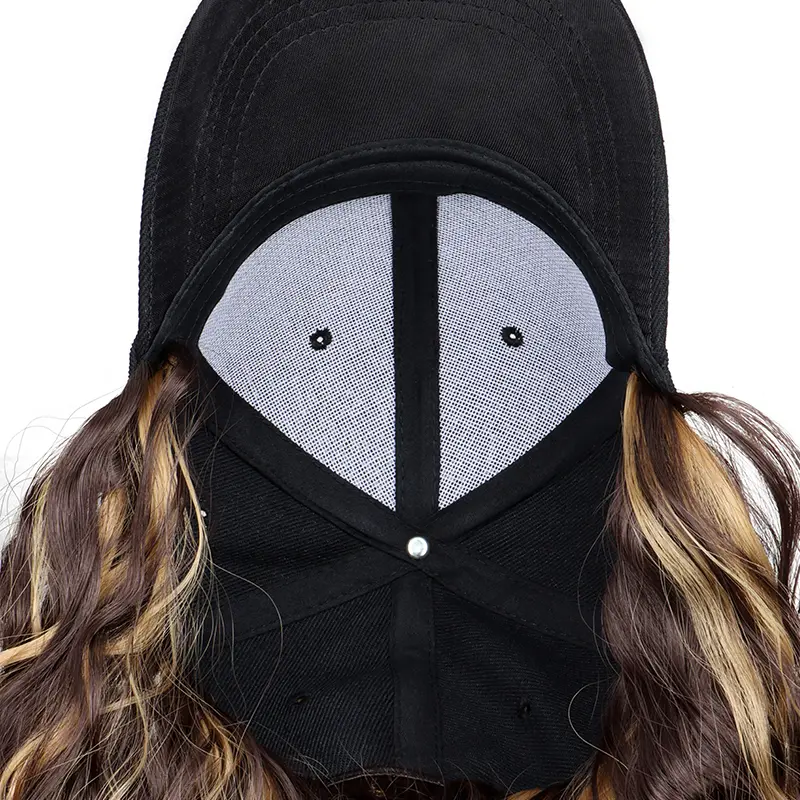 Synthetic 14Inch Baseball Cap With Synthetic Hair Extensions Curly Short Hairstyle Adjustable Wig Hat for Women Daily Wear