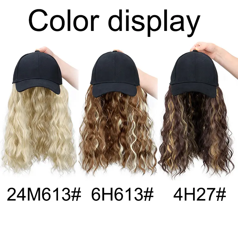 Synthetic 14Inch Baseball Cap With Synthetic Hair Extensions Curly Short Hairstyle Adjustable Wig Hat for Women Daily Wear