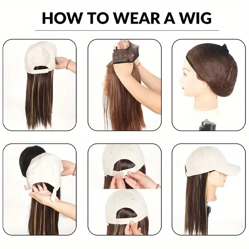 Synthetic 14Inch Baseball Cap With Synthetic Hair Extensions Curly Short Hairstyle Adjustable Wig Hat for Women Daily Wear