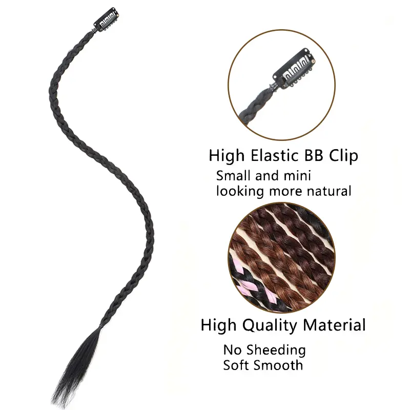 Synthetic Hair Accessories Long Boxing Braid Wig With Strong BB Clip Lightweight Highlights Colors Ponytail Hair Piece for Women