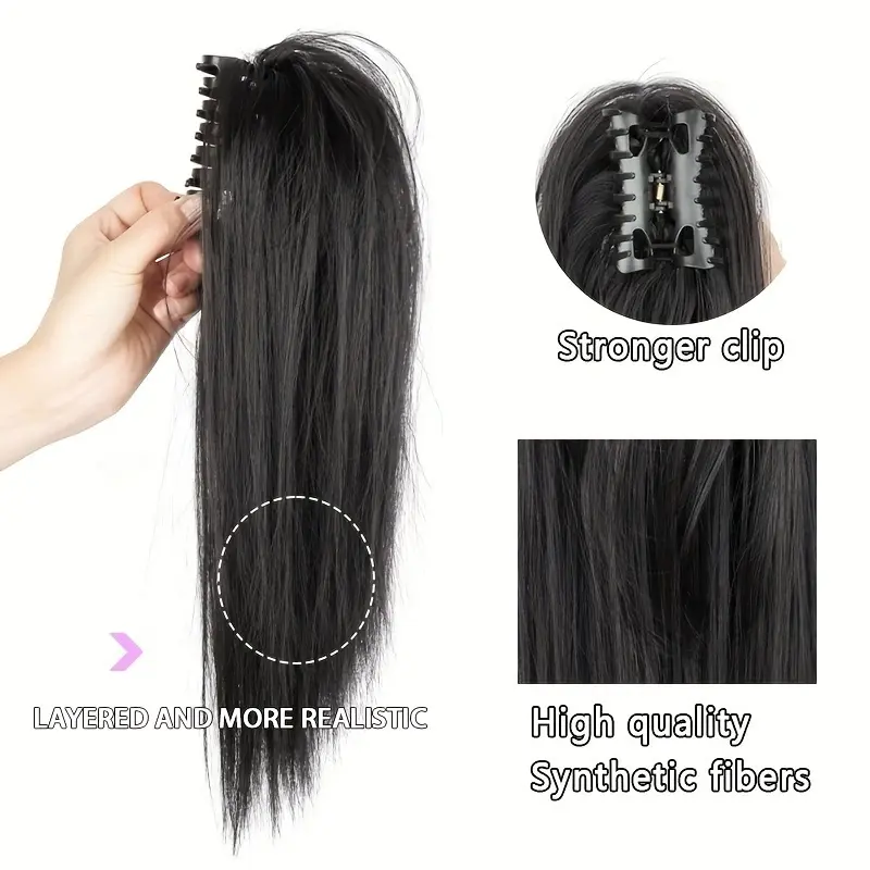 14Inch Synthetic Claw Clip Ponytail Hair Extension Waterfall Short Straight Ponytail Black Brown Heat Resistant Hair Accessories
