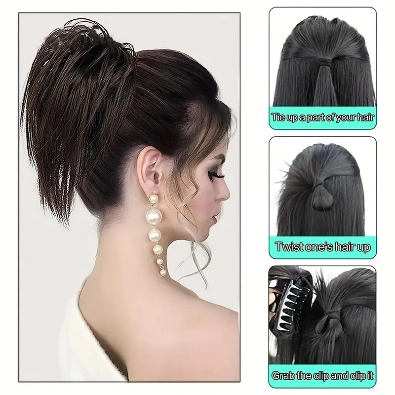 14Inch Synthetic Claw Clip Ponytail Hair Extension Waterfall Short Straight Ponytail Black Brown Heat Resistant Hair Accessories
