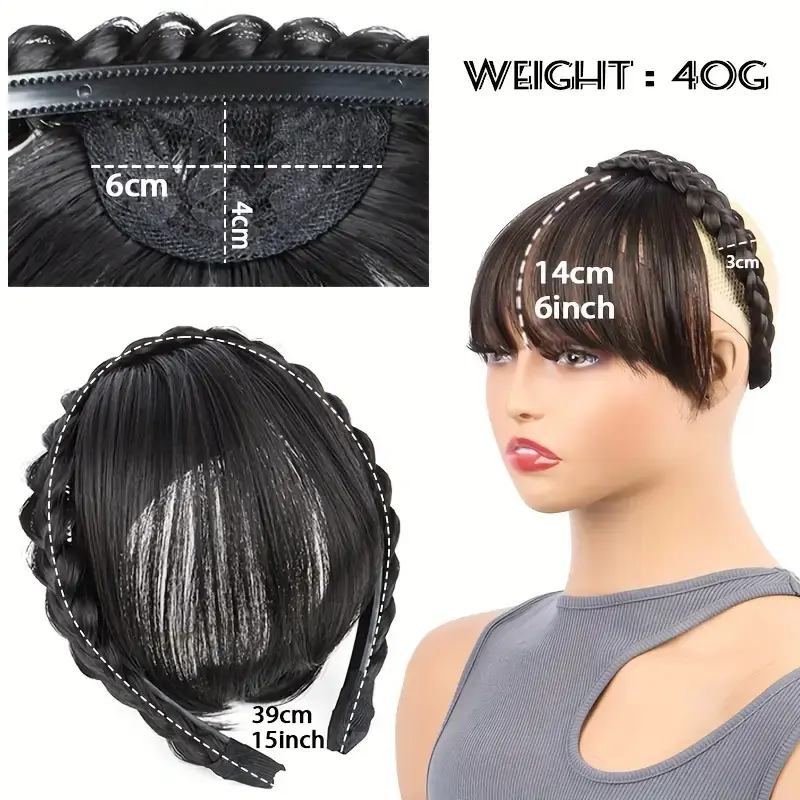 Synthetic New Hair Accessories With Bangs Braids Headband Hair Extension High Temperature Fiber Fake Hair for Women