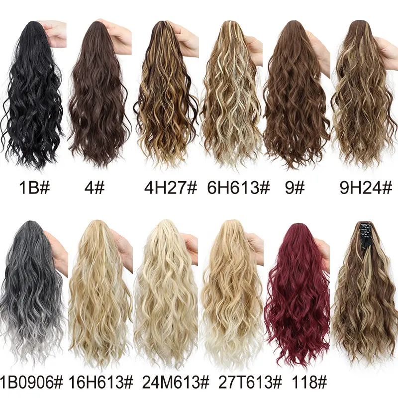 Synthetic Short Water Wave Curly Claw Clip-in Ponytail Hair Extension Black Blonde Hairpiece for Women Fashion Hair Accessories
